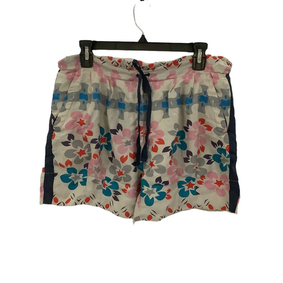 Johnny Was Pants - Johnny Was Gray Pink Blue Red Small Pockets Floral Geometric Print Silk Shorts